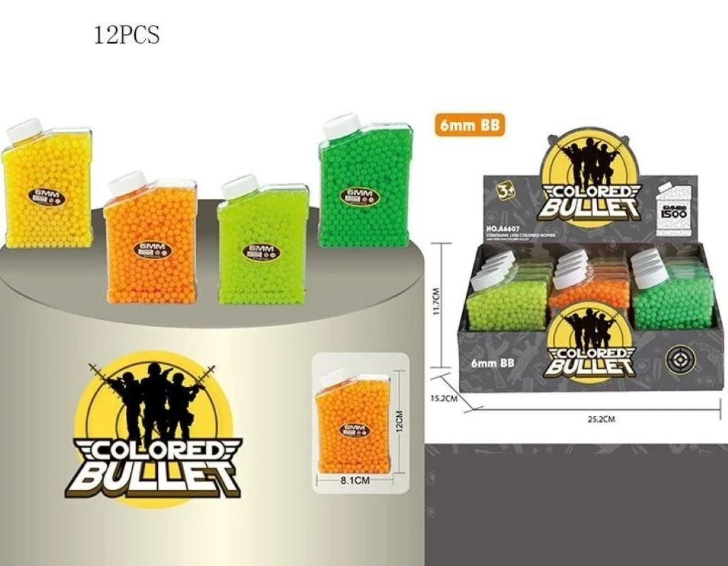 Кулі 1500шт 6мм пластик в банці мікс кол A6607 Китай