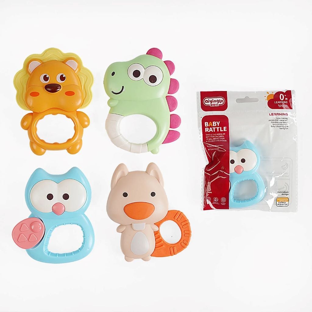 Брязкальце BABY RATTLE 4 види прорізувач в пакеті 668-226 Aiyingle