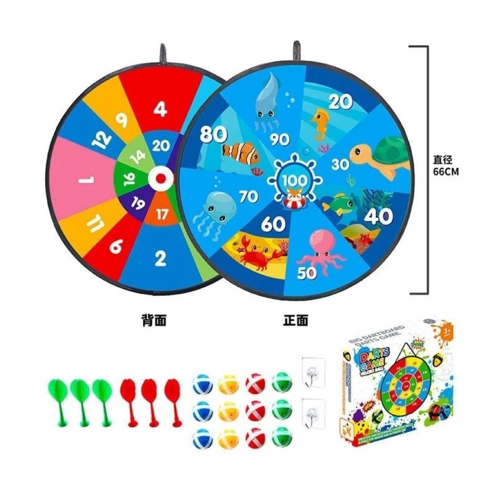 Дартс двостороння мішень кульки та дротики на липучках гачки в коробці 26*22*5см 66399b-2 Китай