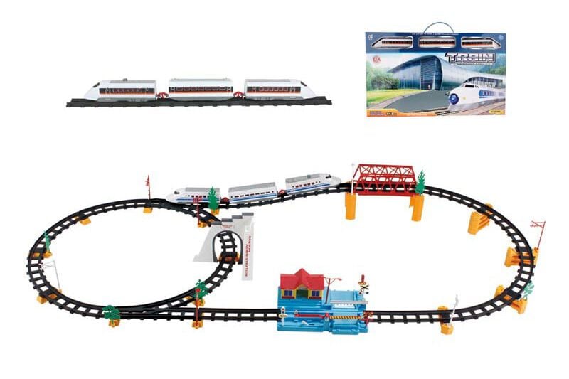 Залізниця 72 деталі  дорожні знаки сигнальні ліхтарі станція дерева в коробці 60*36*7см 2928B-10 Китай