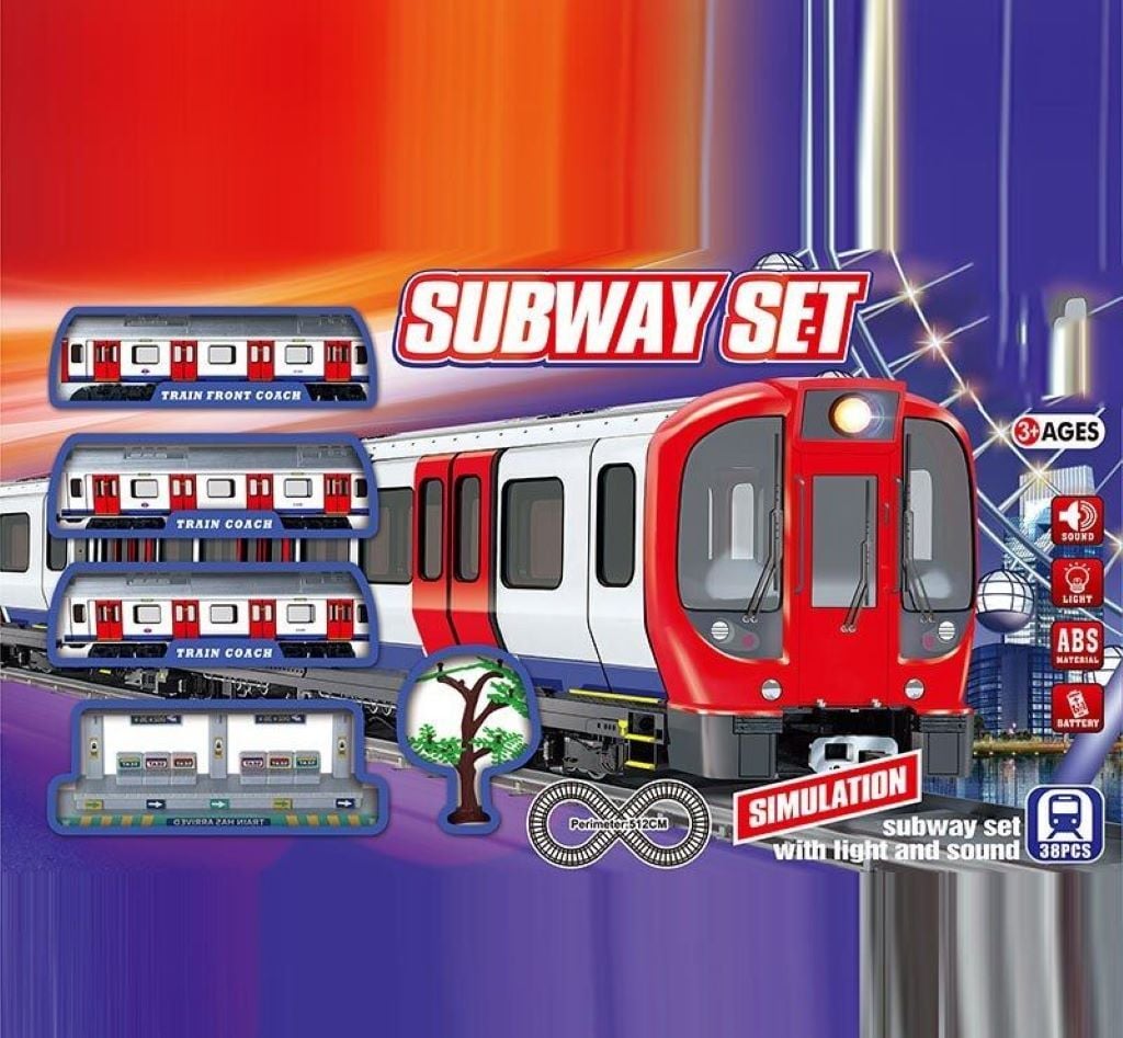 Залізниця 38 елементів 3 вагони звук підсвічування аксесуари в коробці 65*37*6см JHX5912 Китай