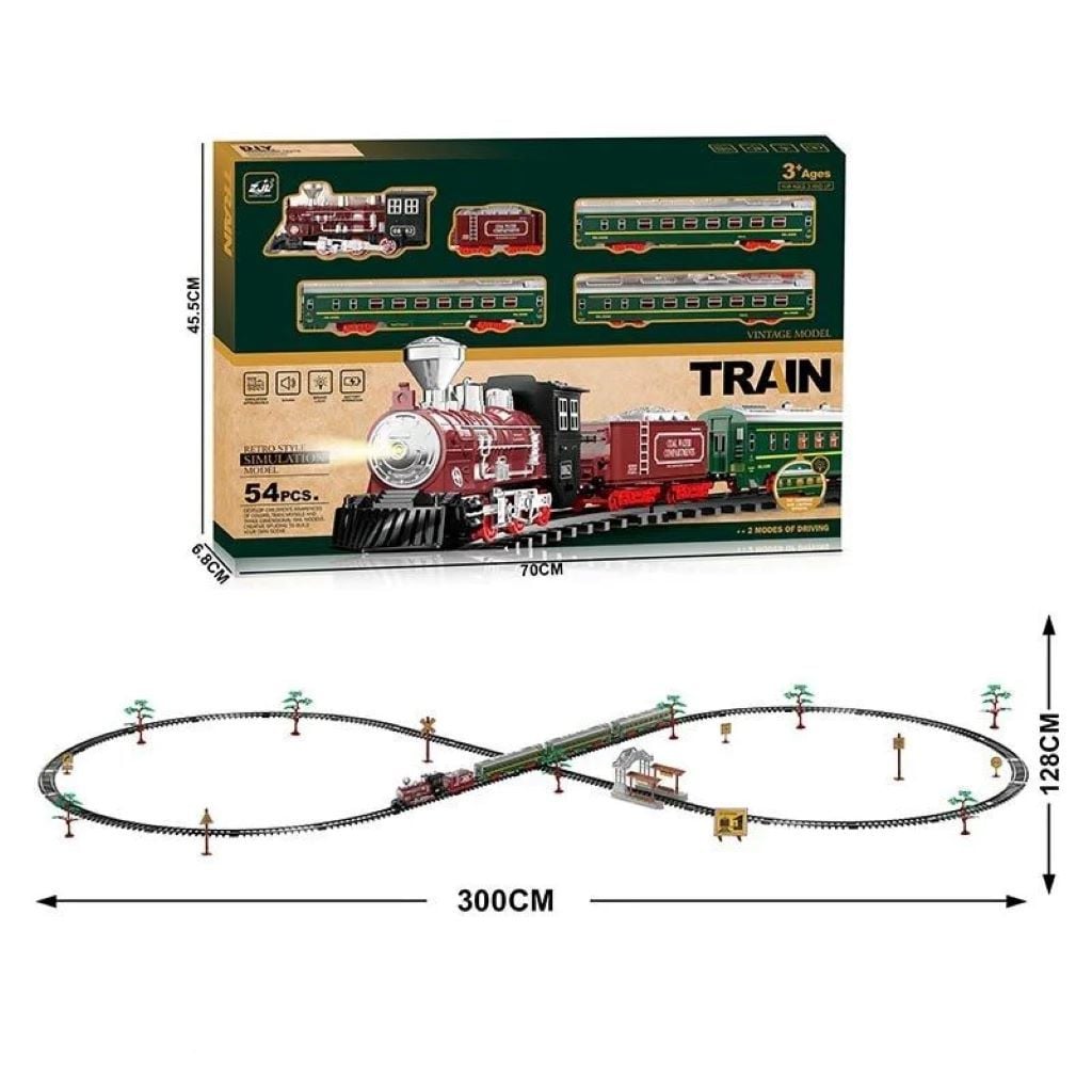 Залізниця 54 ел 5 вагонів підсвічування звук рух батарейки в коробці 70*45,5*7см 9299-66 Китай