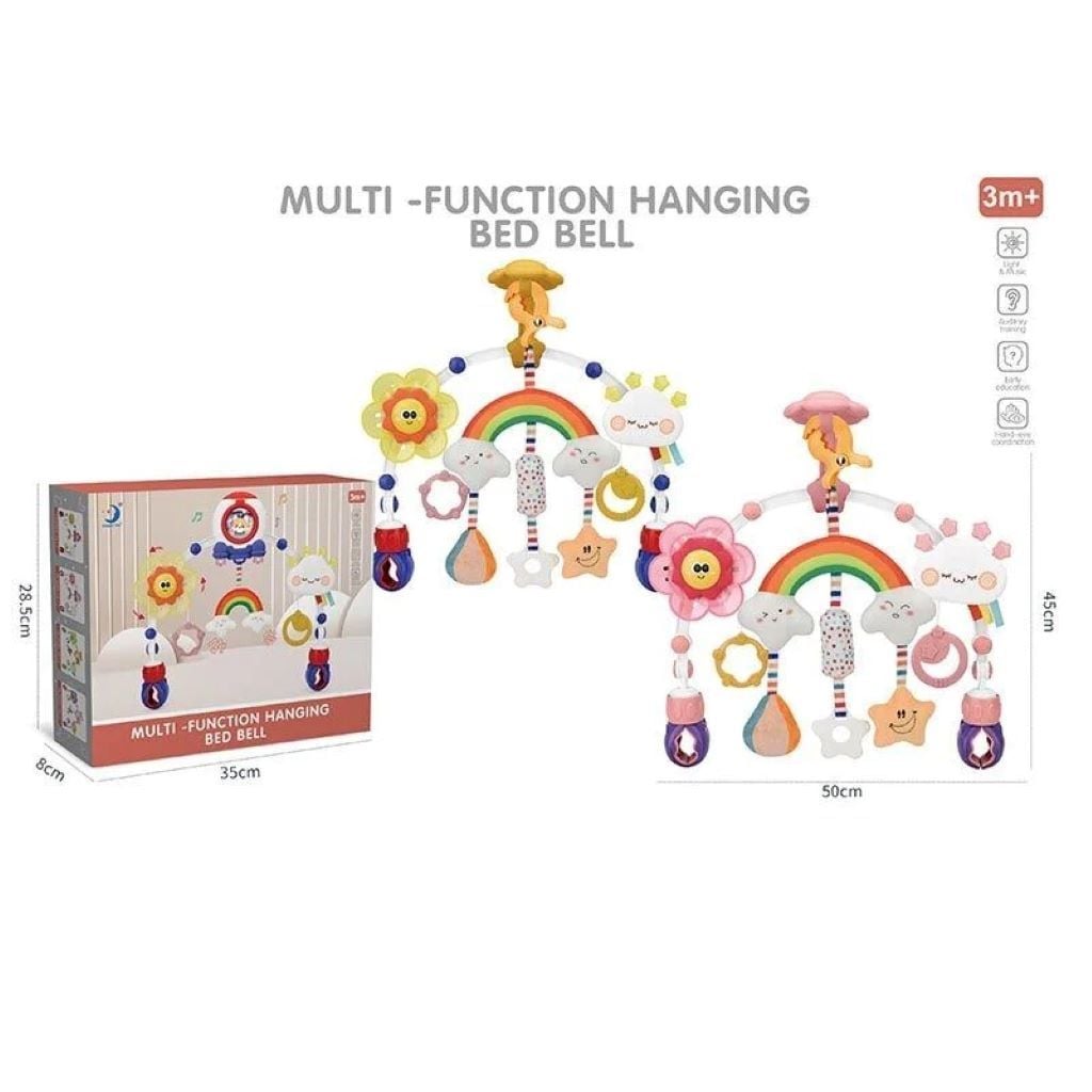 Карусель на кроватку на бат 3 підвіски пискавка прорізувач у коробці 35*28,5*8см HL2025-74 Китай