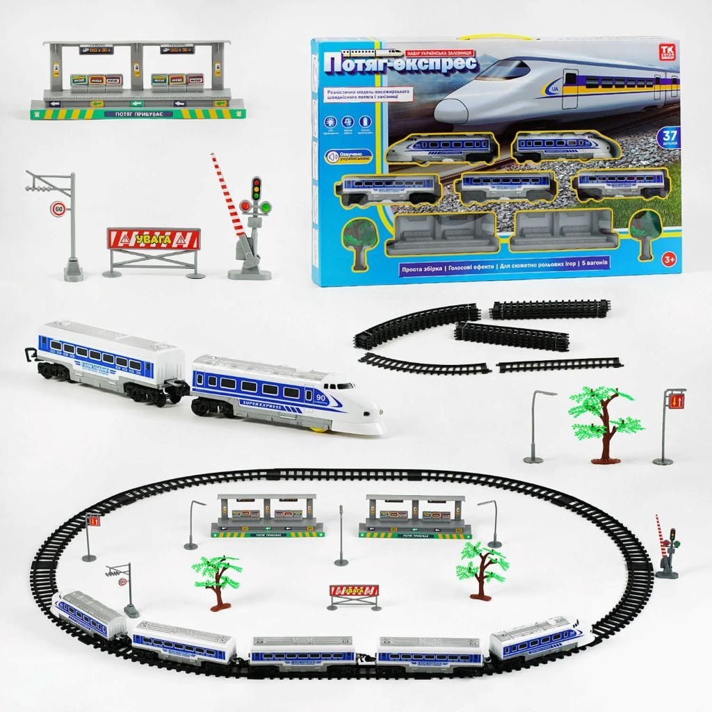 Залізниця *TK Group* озвучування українською мовою зкук світло на батарейках в коробці 66,5*43*5*6см TK-93266 Китай