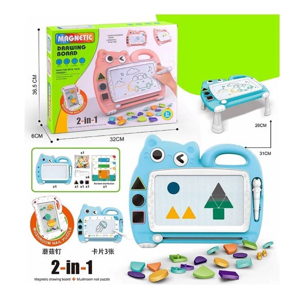 Дошка для малювання пиши-стирай 2в1 з ручкою магнітом  печатки мозаїка пазл у коробці 36*32*6см XZ-1071B Китай