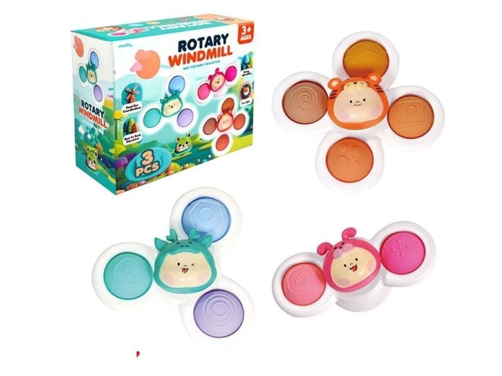 Брязкальце спінер набір 3шт pop it на присосках у коробці 16*13*7см HB-TL01 Китай