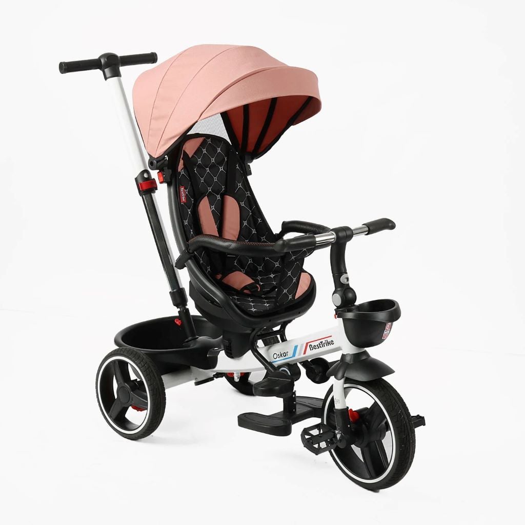 Велосипед 3-х колісний з дахом та батьківською ручкою гумові колеса 12'' і 10'' з гальмом 6390–16-002 BestTrike