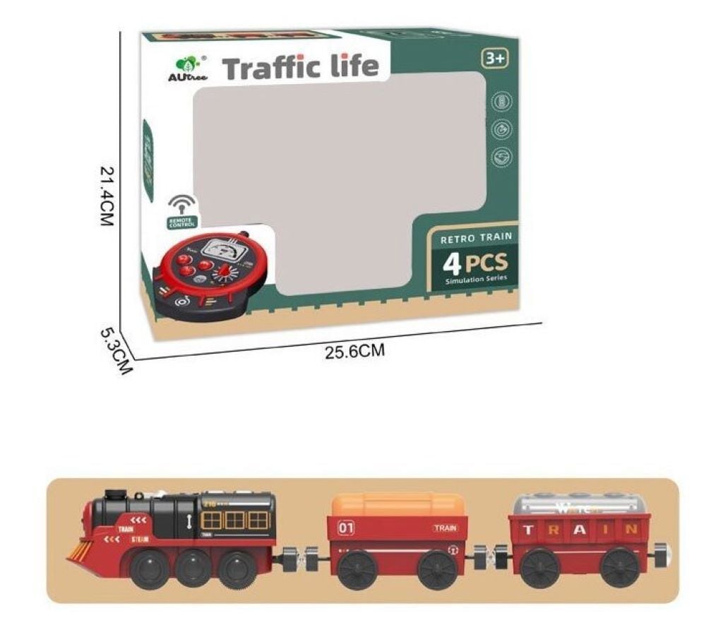 Потяг р/к на бат 2 вагони звук світло парогенератор в коробці 25*21*5см AU9663 Китай