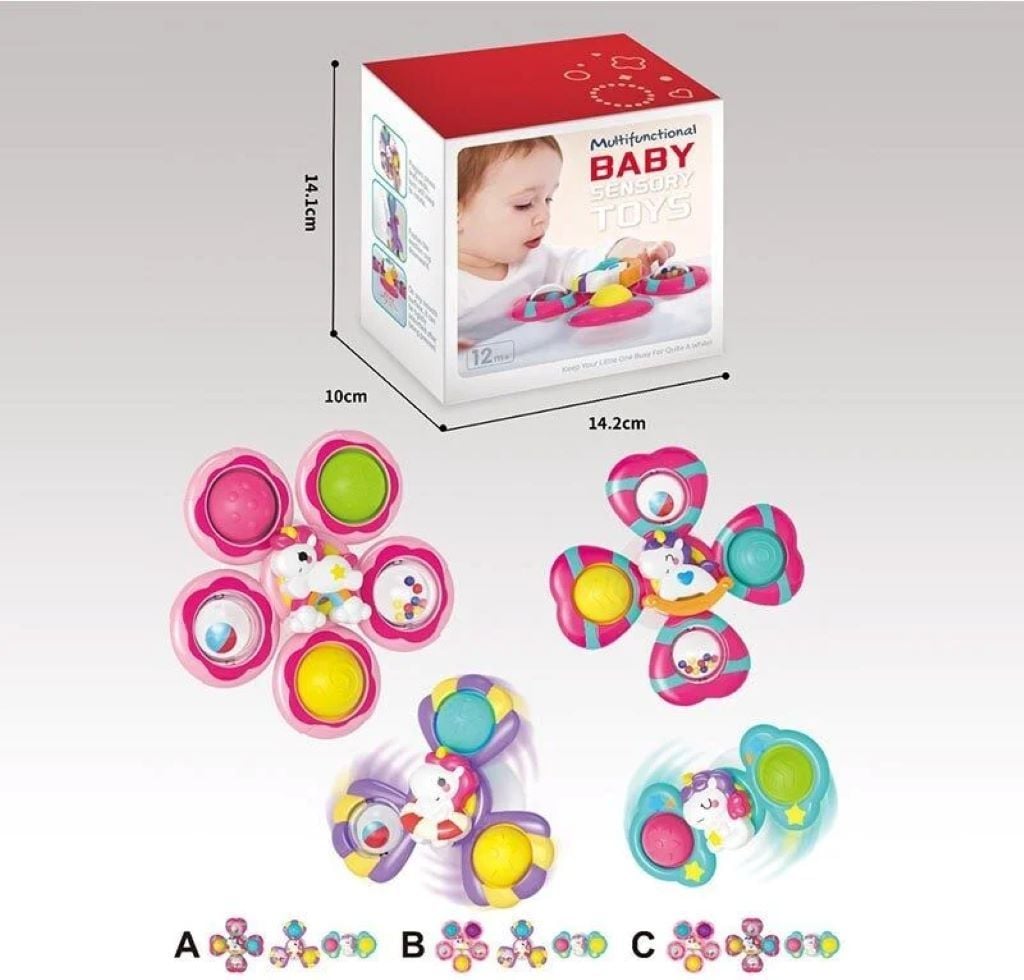 Брязкальце-спінер 3шт присоски попіт в коробці 14*14*10см BY247 Китай