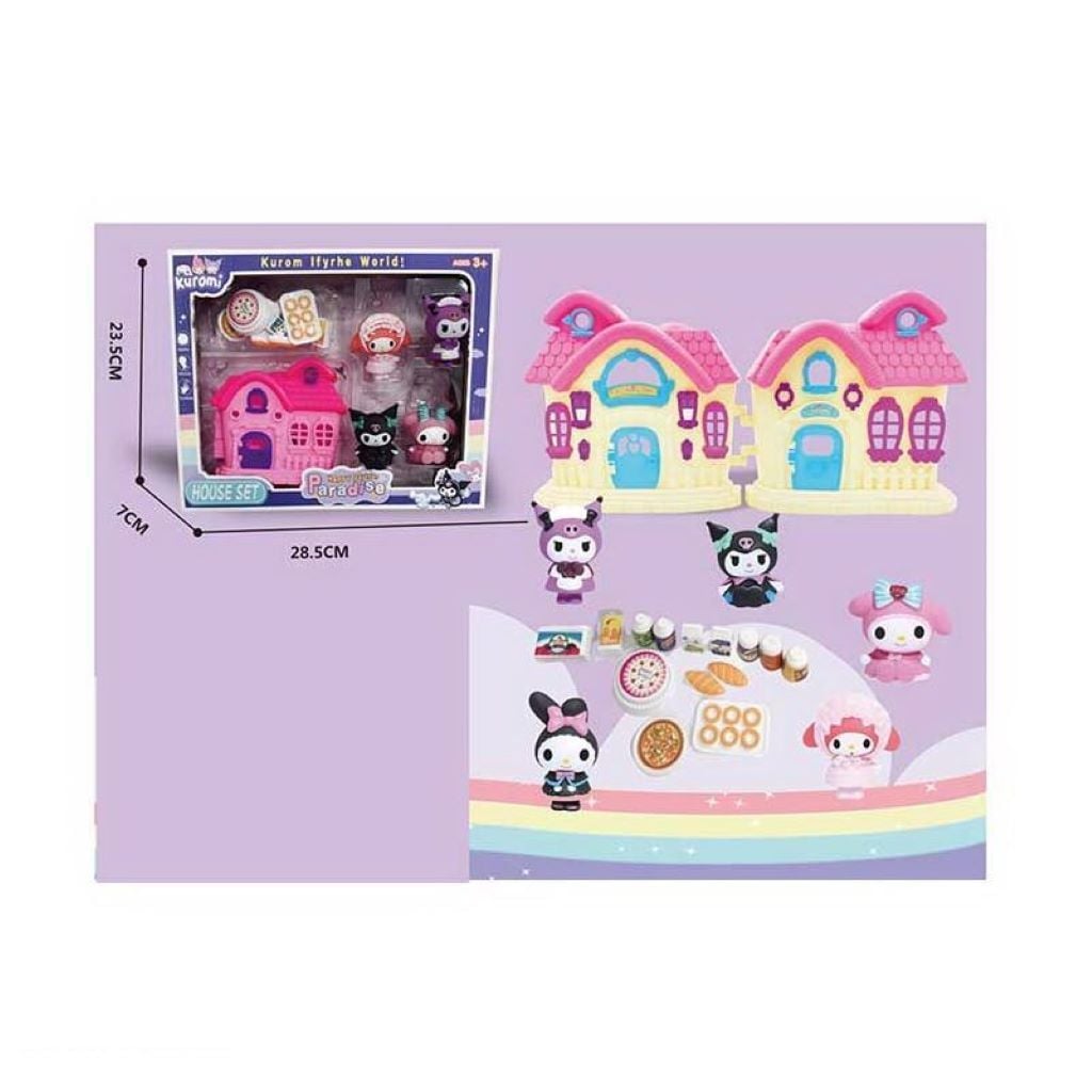 Герої типу Kuromi набір 5 фігурок будинок розкладається продукти в коробці 28*23*7см YQ8509 Китай