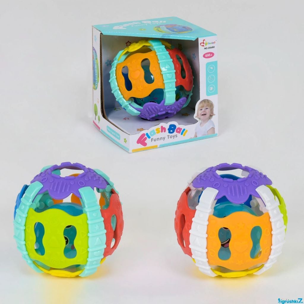 Брязкальце 2 види світло звуки гумова поверхня в коробці 11*13*11см 20680 Yanuo