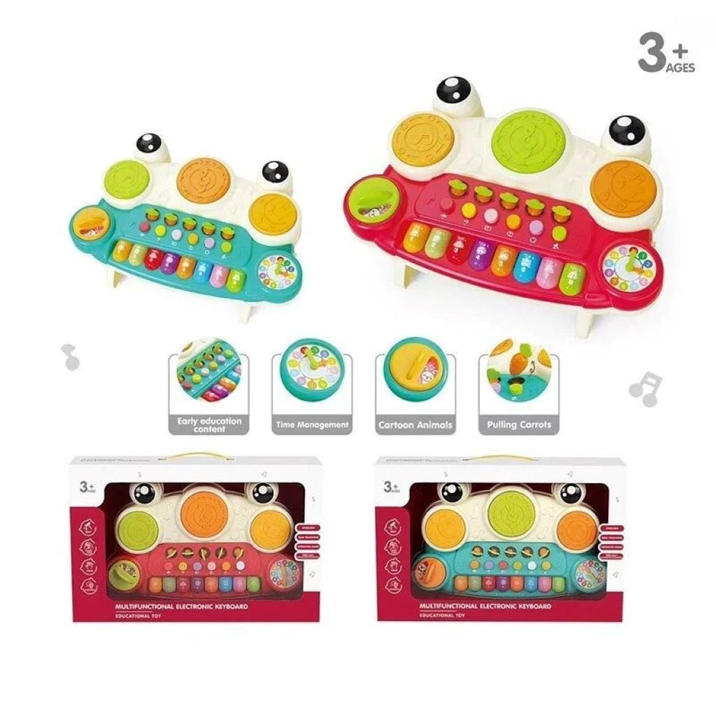 Музичний центр на бат 2 в 1 піаніно на ніжках барабани музика світло анг.озвучка в коробці 43*28*10см YL78929A Music Blanker