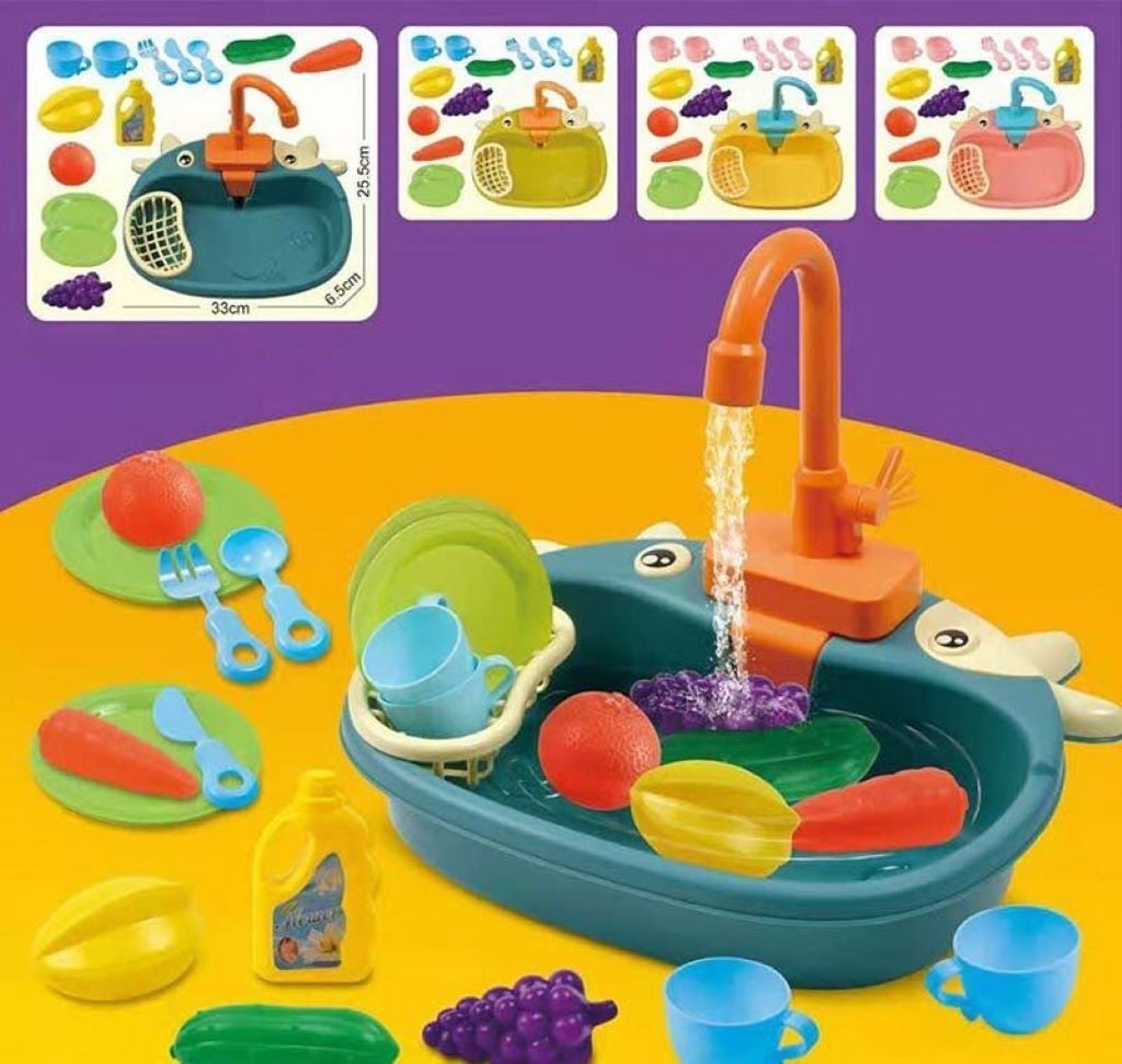 Мийка з аксесуарами пластик 4кольори на батарейках 388-6 Китай