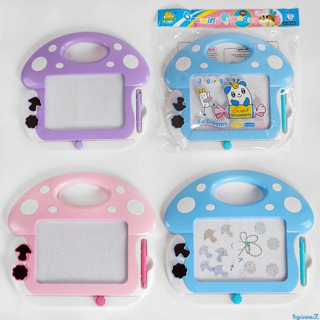 Дошка для малювання 3 кольори магнітна кольорова 2штампи в пакеті C50117 Китай