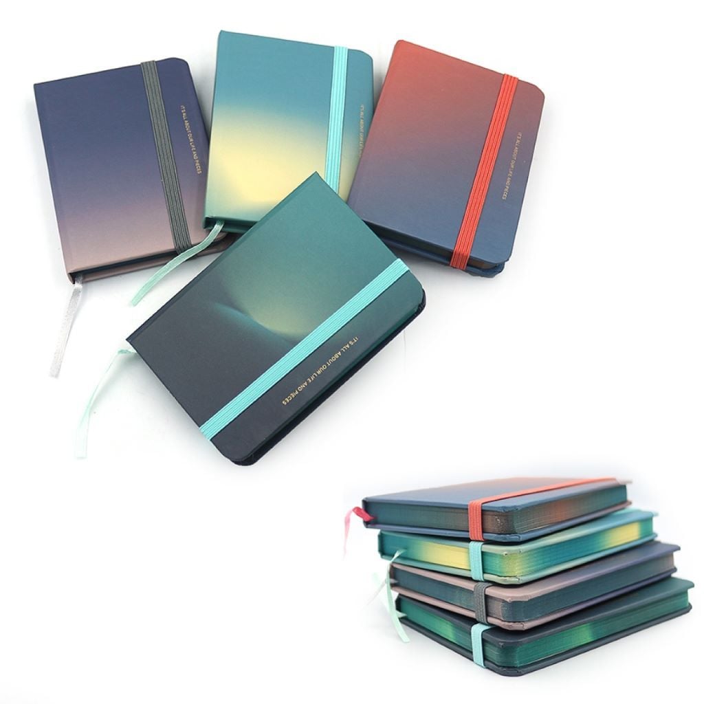 Блокнот А7 Градієнт лінія з гумкою мікс кольорів у пакеті 10,5*7,5см DSCN2377-A7 Josefotten