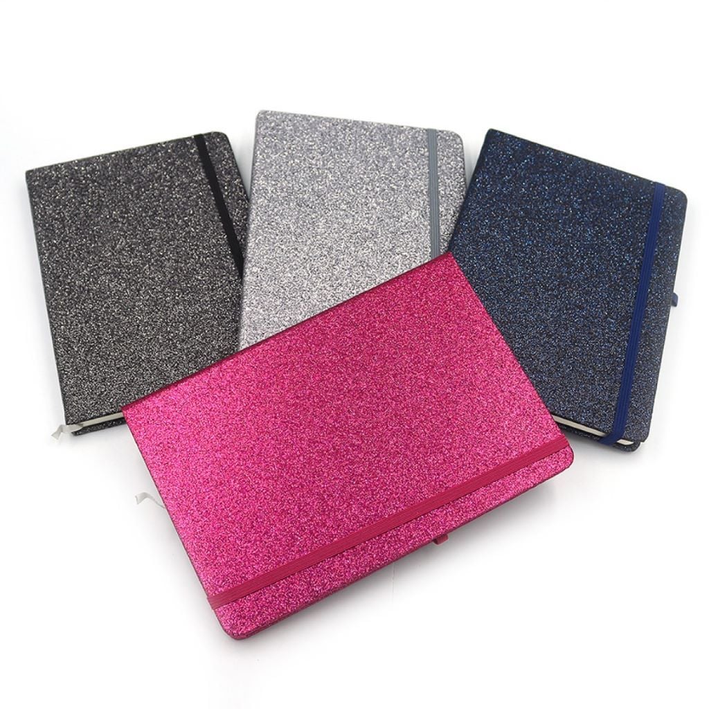 Блокнот А5 Глітер лінія з гумкою мікс кольорів у пакеті 21*14см 5803-9X Josefotten