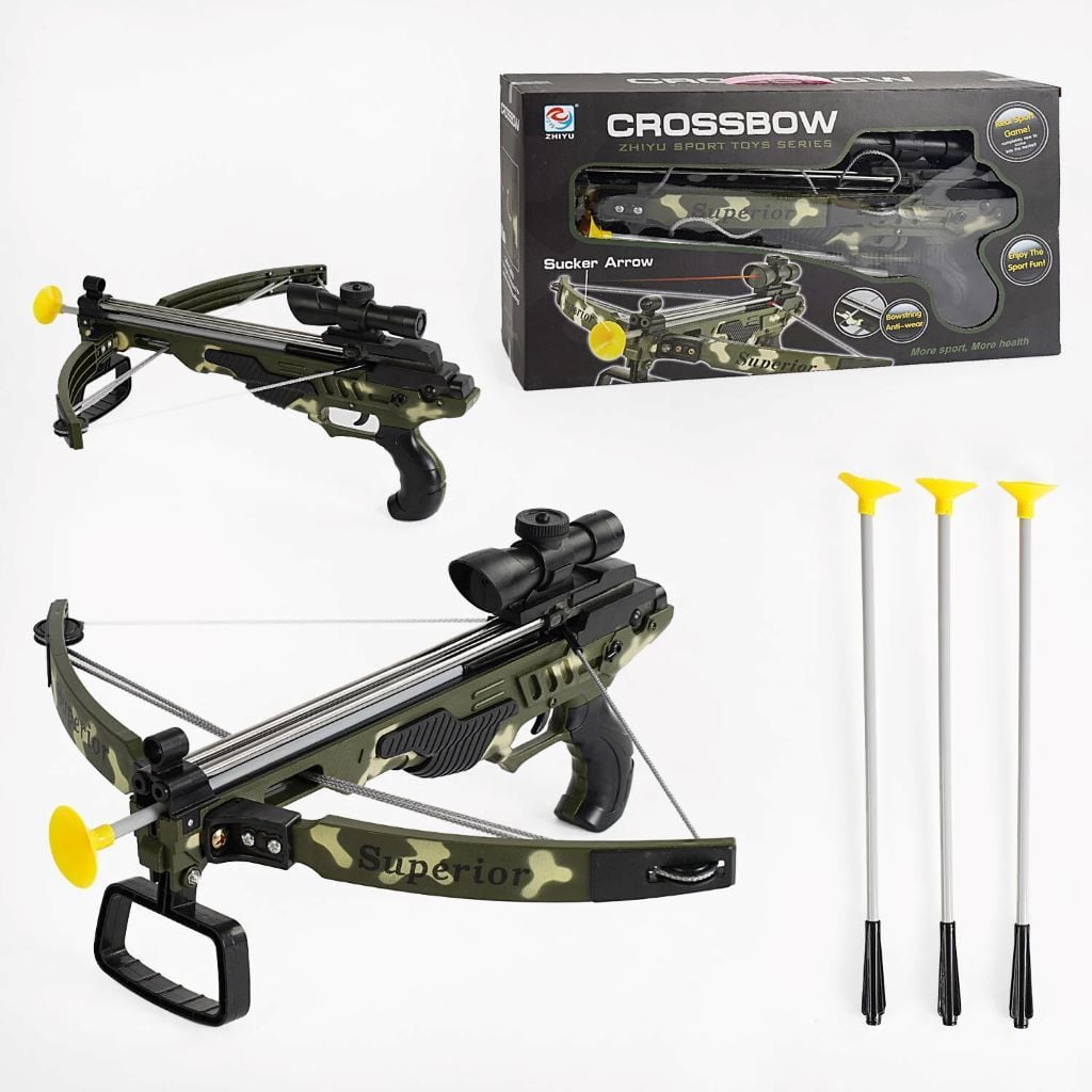 Арбалет 42см стріли присоски 3шт з лазером в коробці ZY1907А Китай