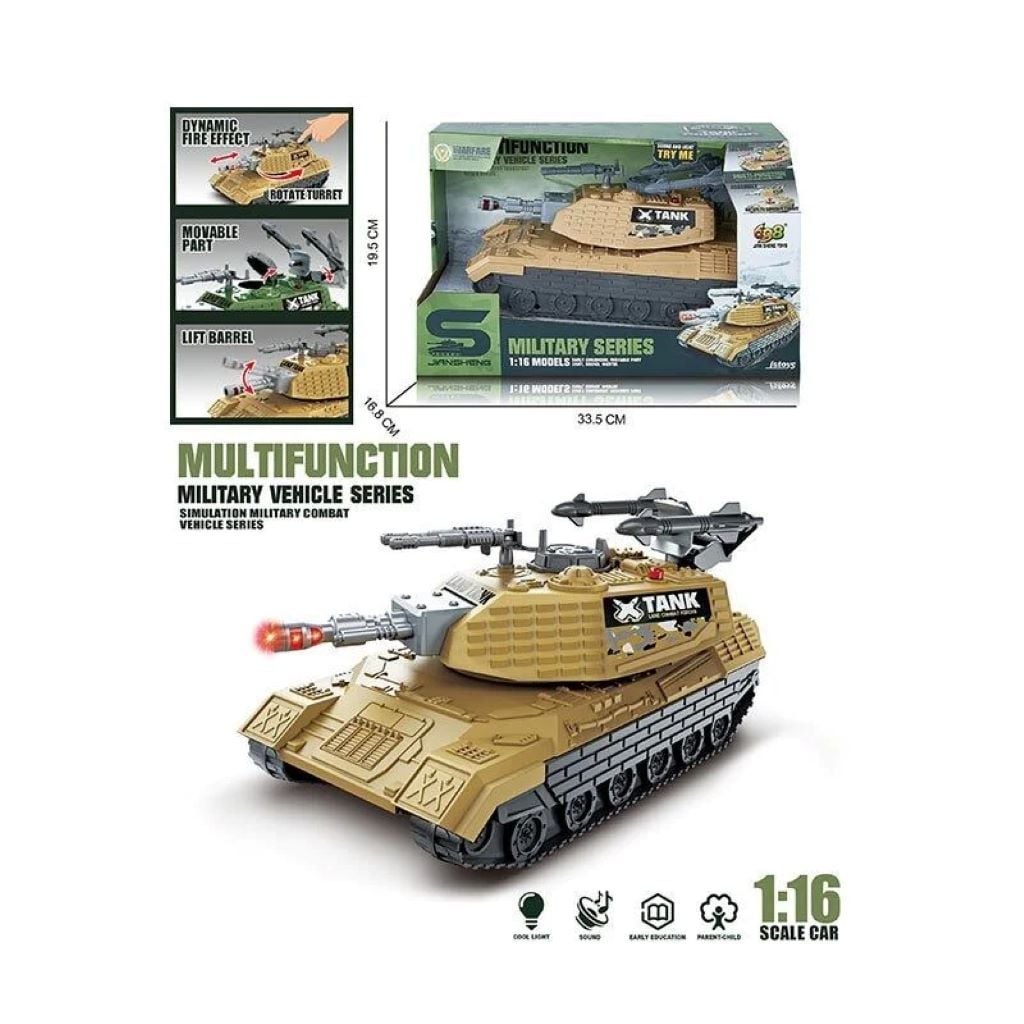 Танк 1:16 інерція, вібрація дула,підсвічування, бат.,рухома башта в коробці 33*19*17см JS206A Китай