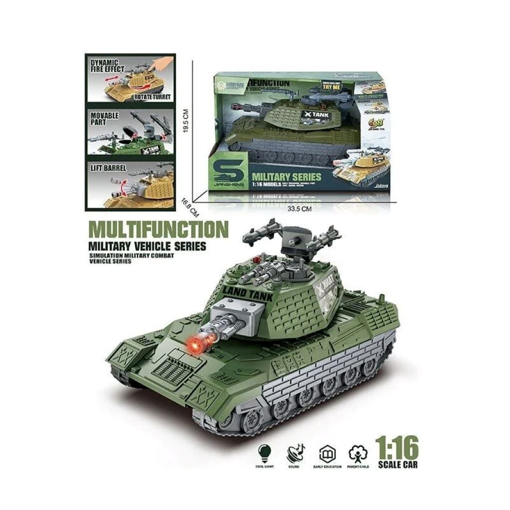 Танк 1:16 інерція, вібрація дула,підсвічування, бат.,рухома башта в коробці 33*19*17см JS206 Китай
