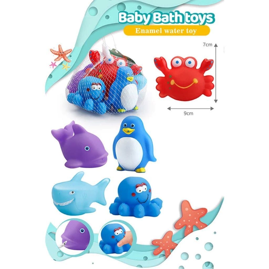 Пискавка в ванну набір Морські жителі 5шт у сітці 15*11*8см P599-126 Китай