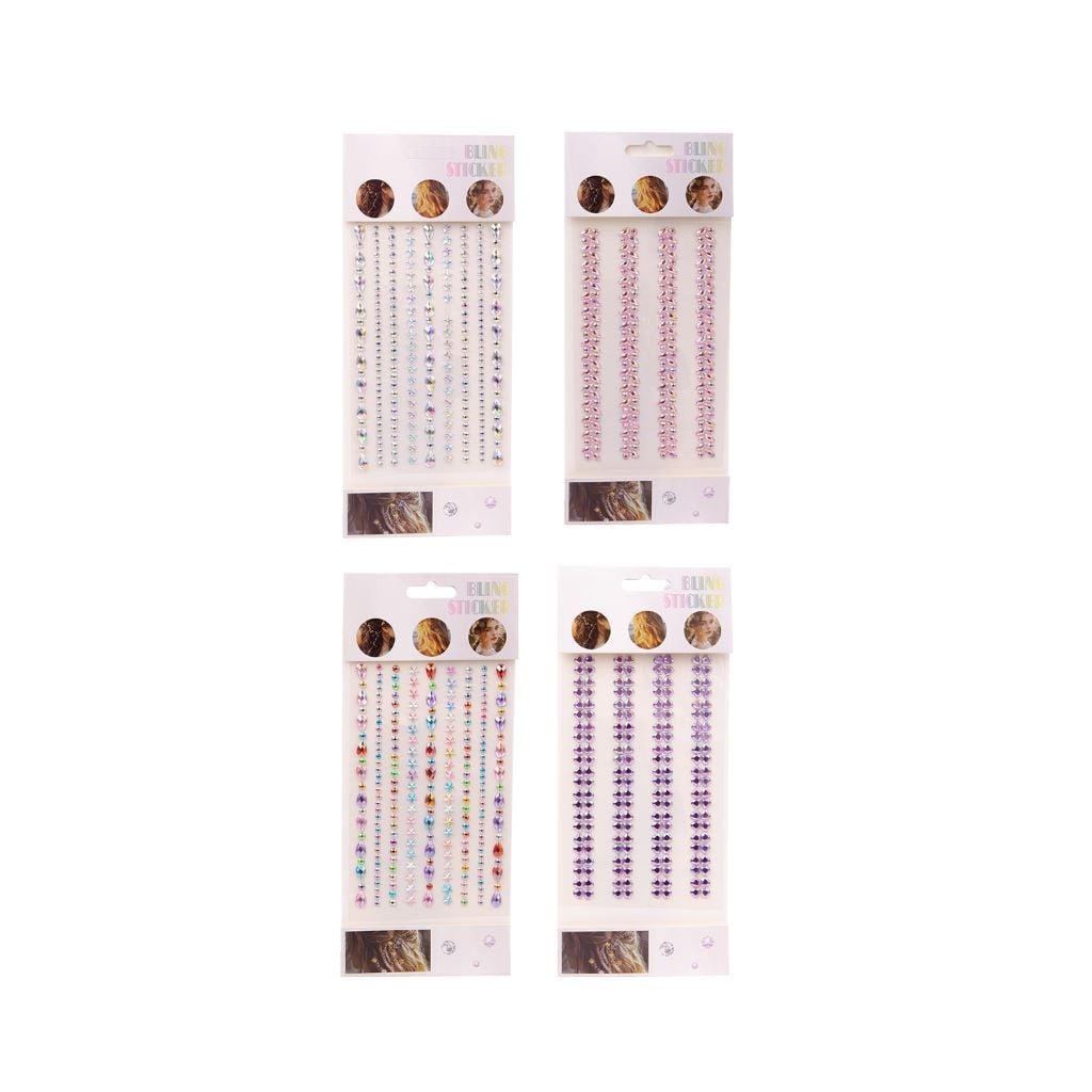 Наліпки пластикові Камінці для волосся на листі 26*10см 1-47 Китай