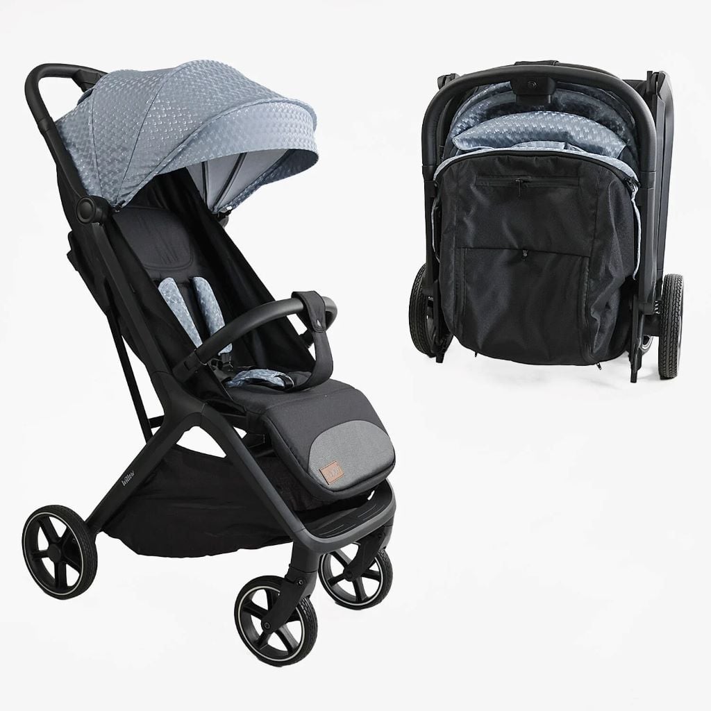 Візочок дитячий прогулянковий Willow футкавер рама алюмінієва підсклянник телескопічна ручка сірий з чорним WL-65035 Joy