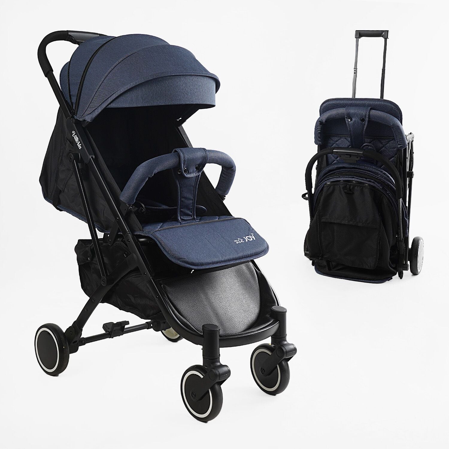 Візочок дитячий прогулянковий Vittoria футкавер рама  алюмінієва підсклянник телескопічна ручка джинс 83270 Joy