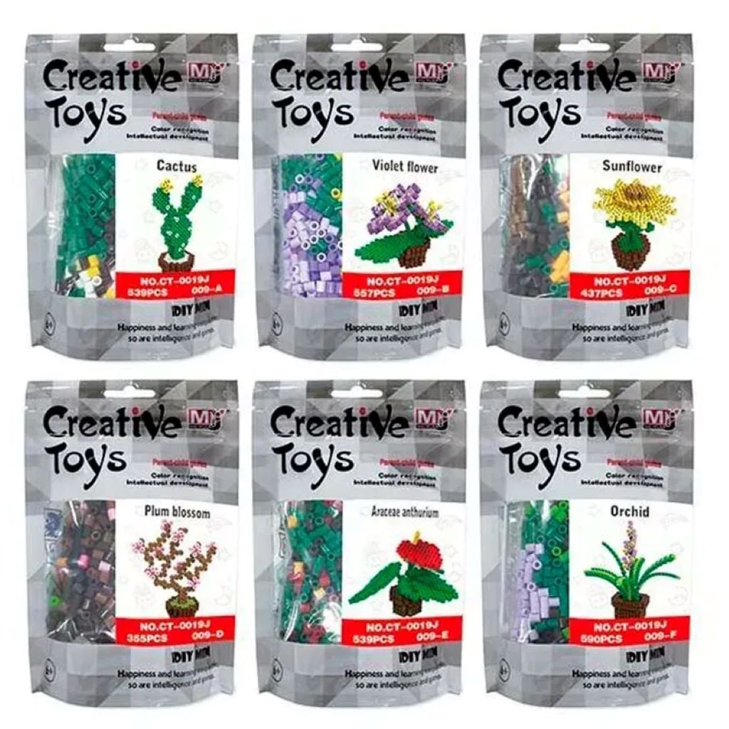 Термомозаїка тривимірна Кімнатні рослини 6 видів  в пакеті 19*12,5см CT-0019J Китай