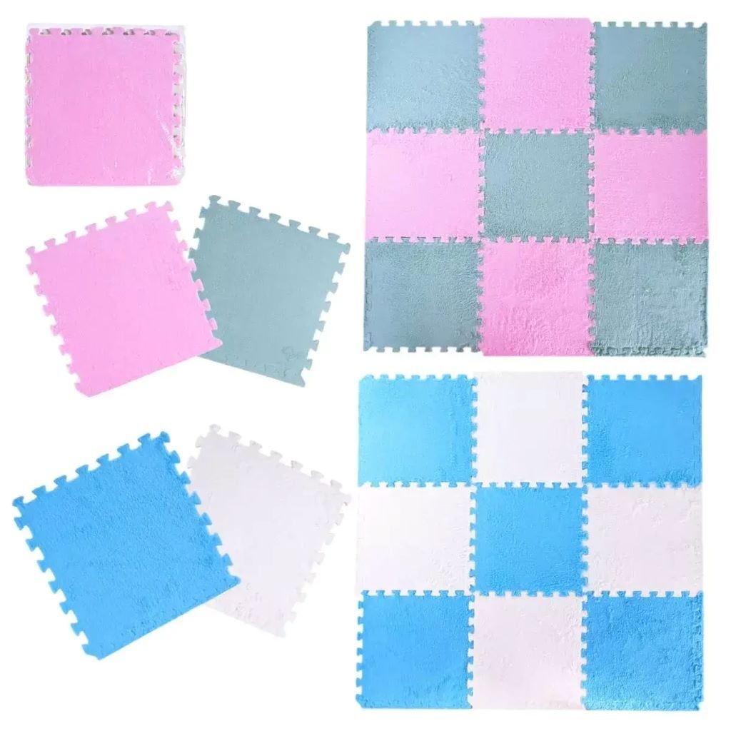 Килим -пазл EVA плюшевий 6мм 9 дет 30*30см двокольоровий K9702 Китай