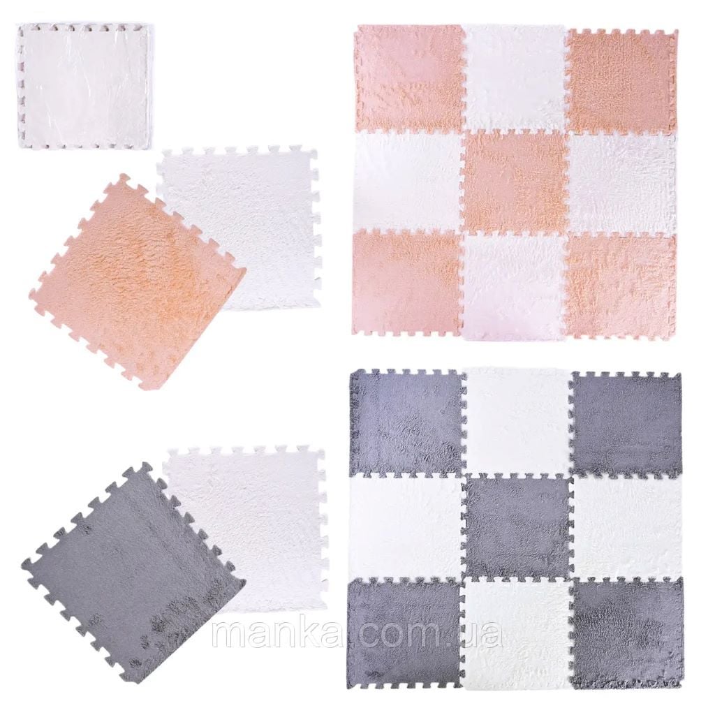 Килим -пазл EVA плюшевий 6мм 9 дет 30*30см двокольоровий K9701 Китай