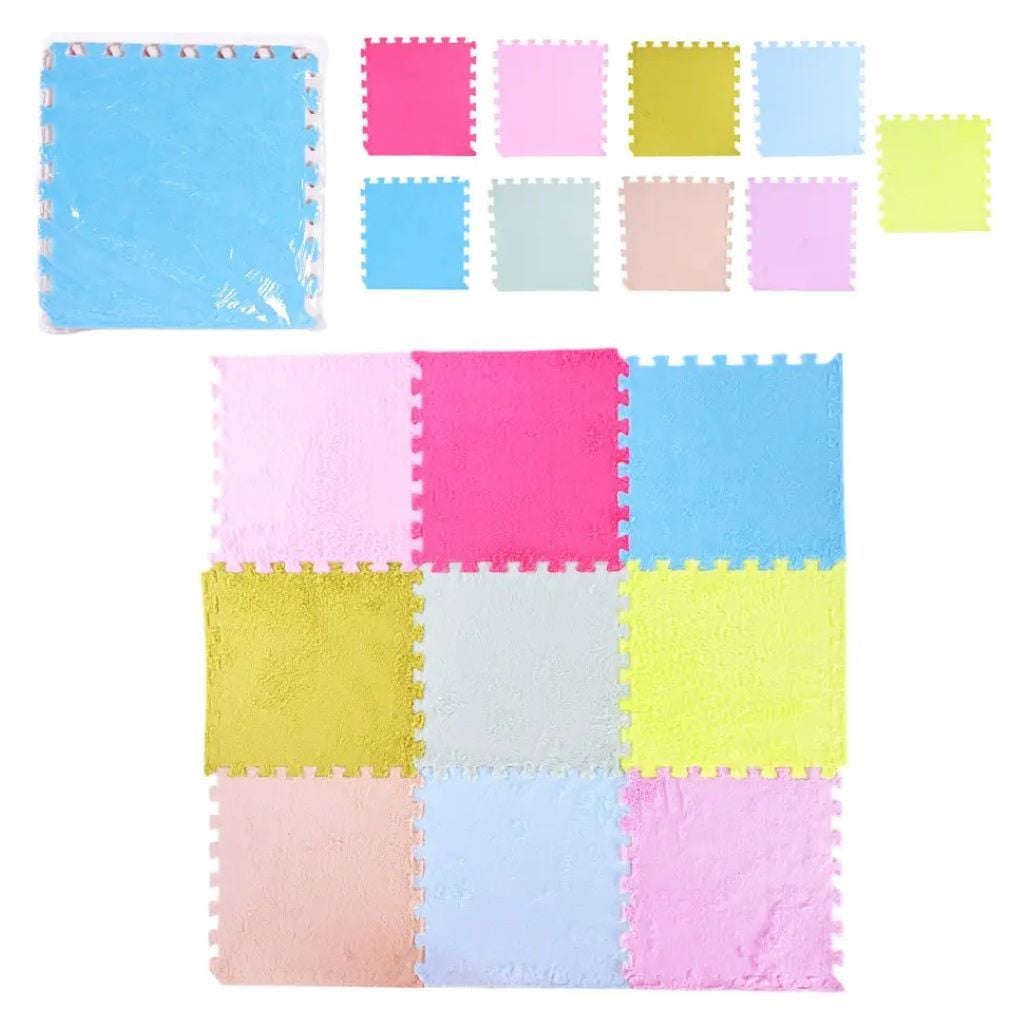 Килим -пазл EVA плюшевий 6мм 9 дет різнокольорових 30*30см K9703 Китай