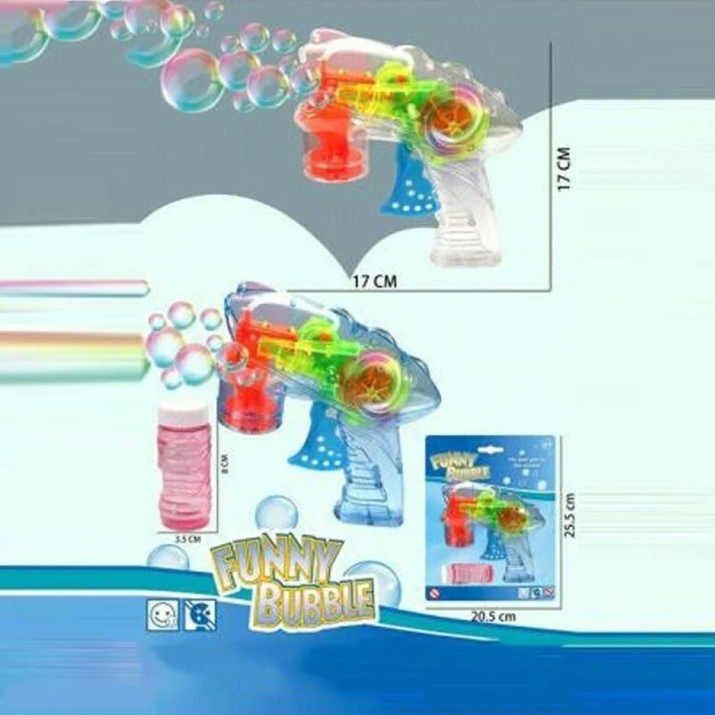 Мильні бульбашки пістолет 17*17см механічний на планшеті 24-13 Китай