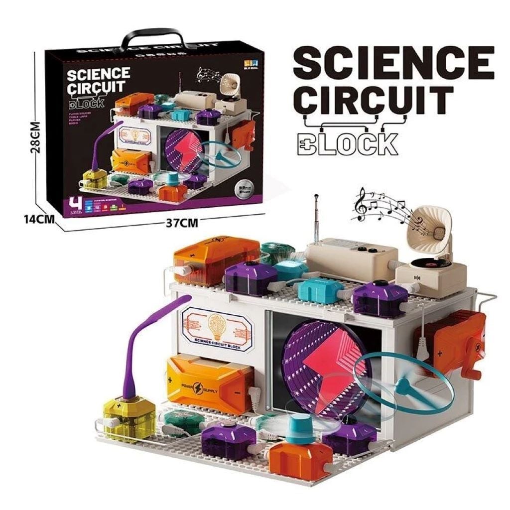 Конструктор електронний 40ел 3 блоки живлення світло запускач на батарейках експерименти у коробці 38*15*15см D4009 Китай
