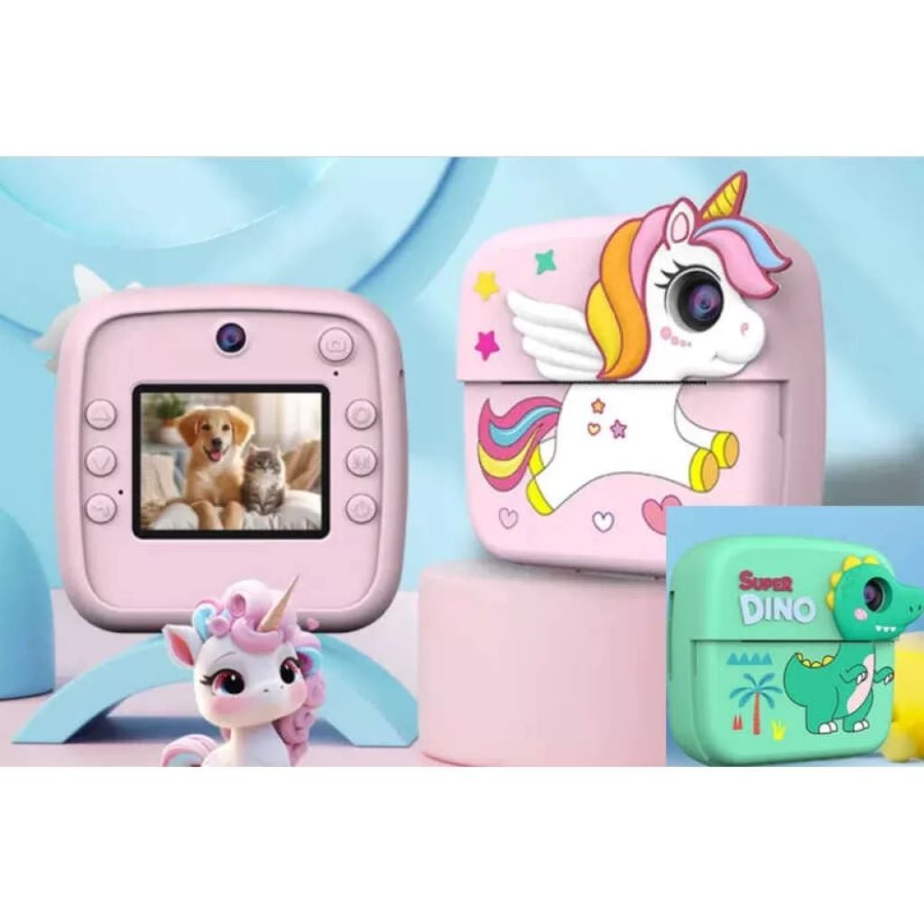 Фотоапарат-принтер фронт. камера type-C роз’єм для SDкарти фото відео плеєр 5 ігор ч-б друк 1 рулон термопаперу, в коробц 16*15*6см C72970 Китай