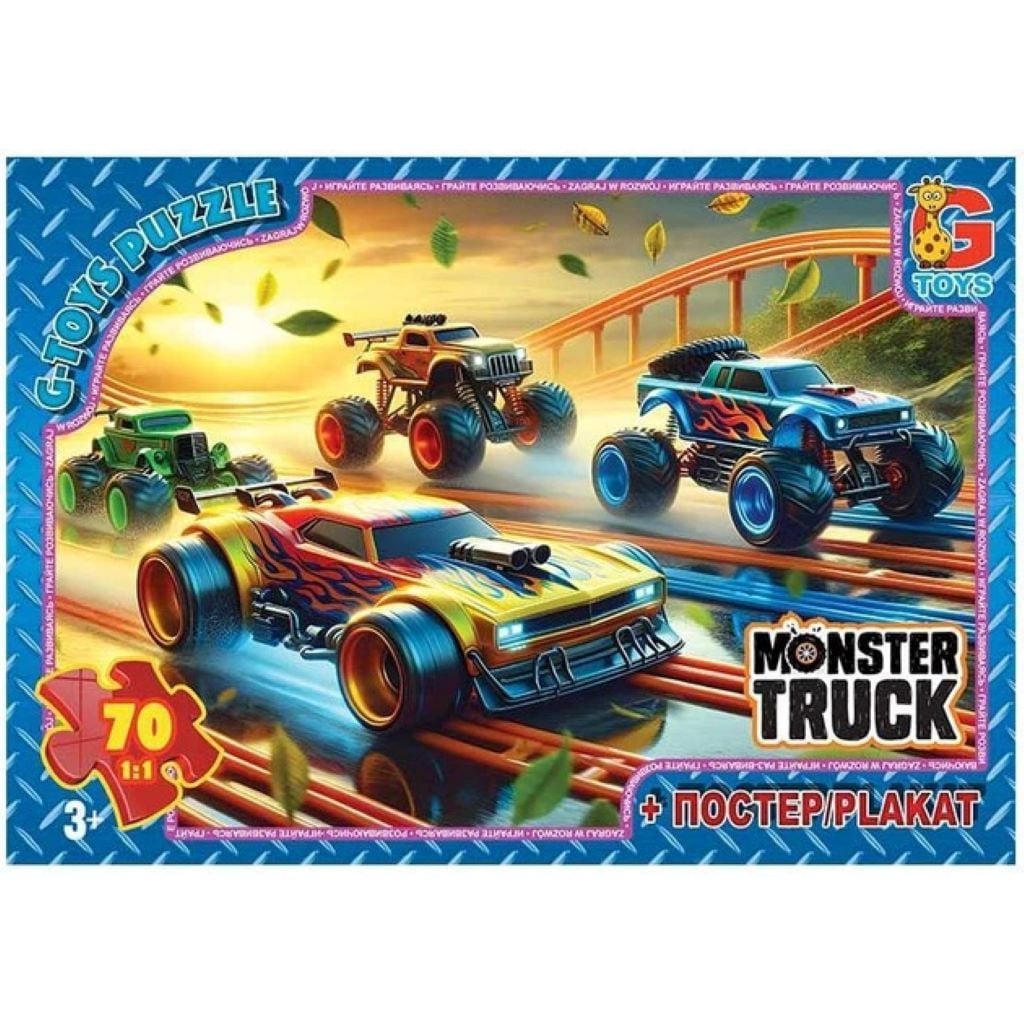 Пазли 70ел 30*21см Монстер траки+ постер  в коробці 19*13,5*3,5см MT184 G-Toys