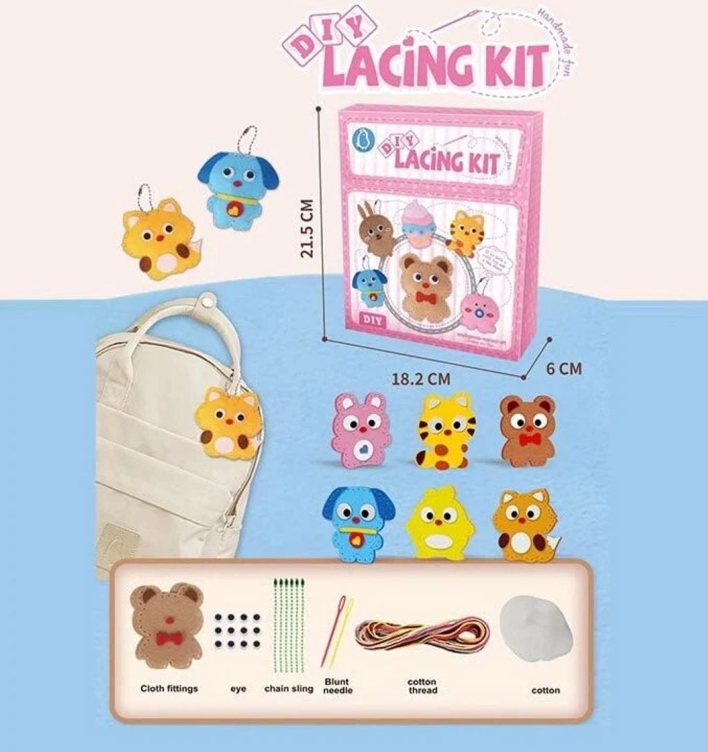 Набір для шиття фетрові заготовки 2пластикові голки наповнювач очі ланцюжки у коробці L569A Китай