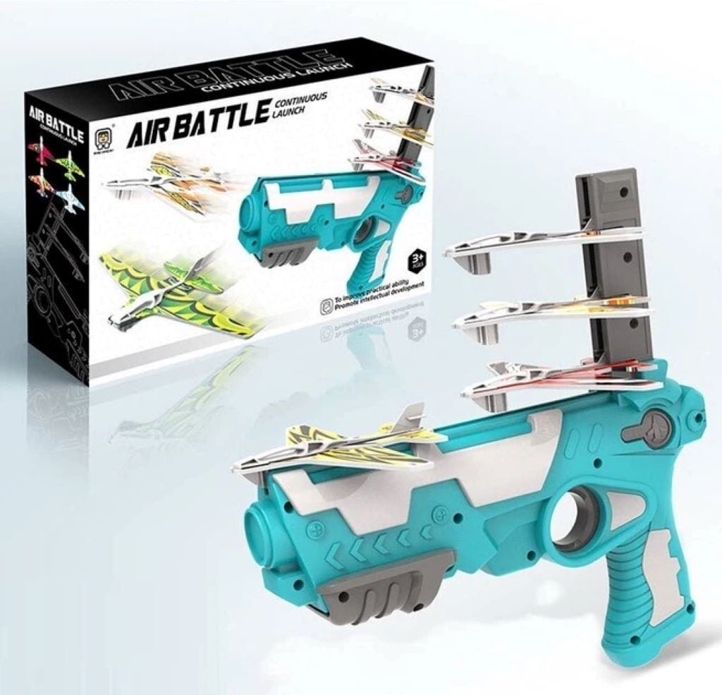 Запускалка пістолет Air battle 24*18*6см 4 літачка 15*10см механічний принцип у коробці 9909-A/B/C Китай