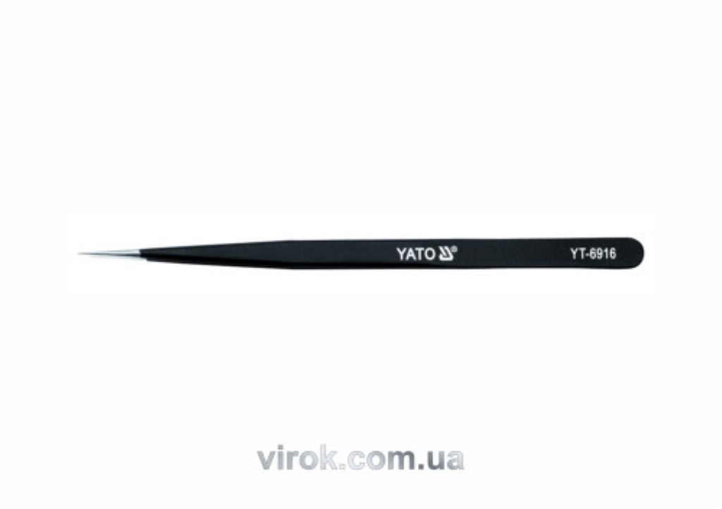 Пінцет прямий антистатичний 140мм на планшет YT-6916 YATO