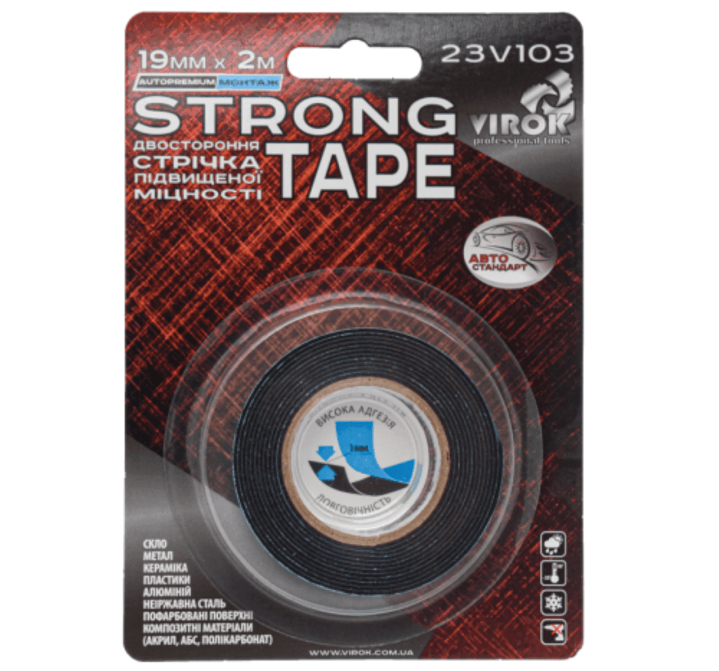Скотч двосторонній 19мм*2м автомобільна 23V103 Virok