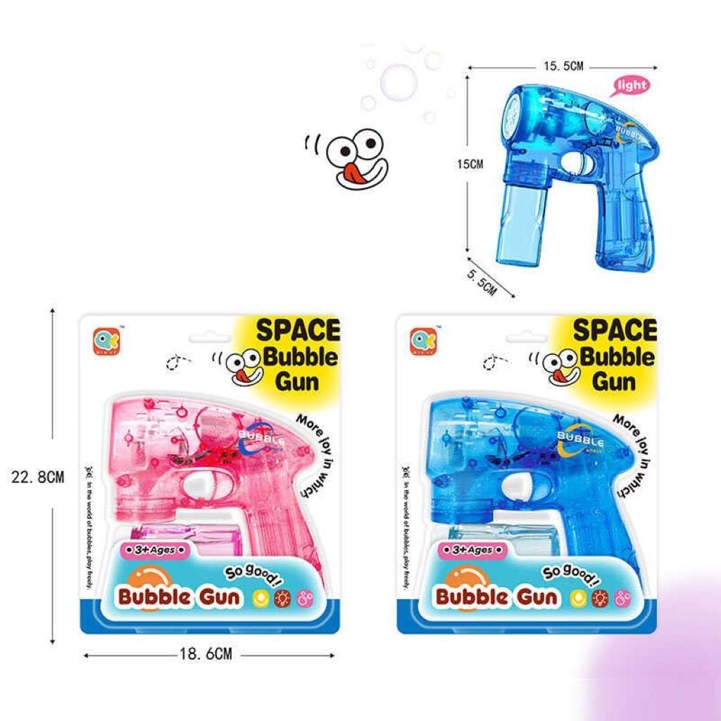 Мильні бульбашки пістолет 15см на батарейках мікс кольорів на планшеті 623A Китай