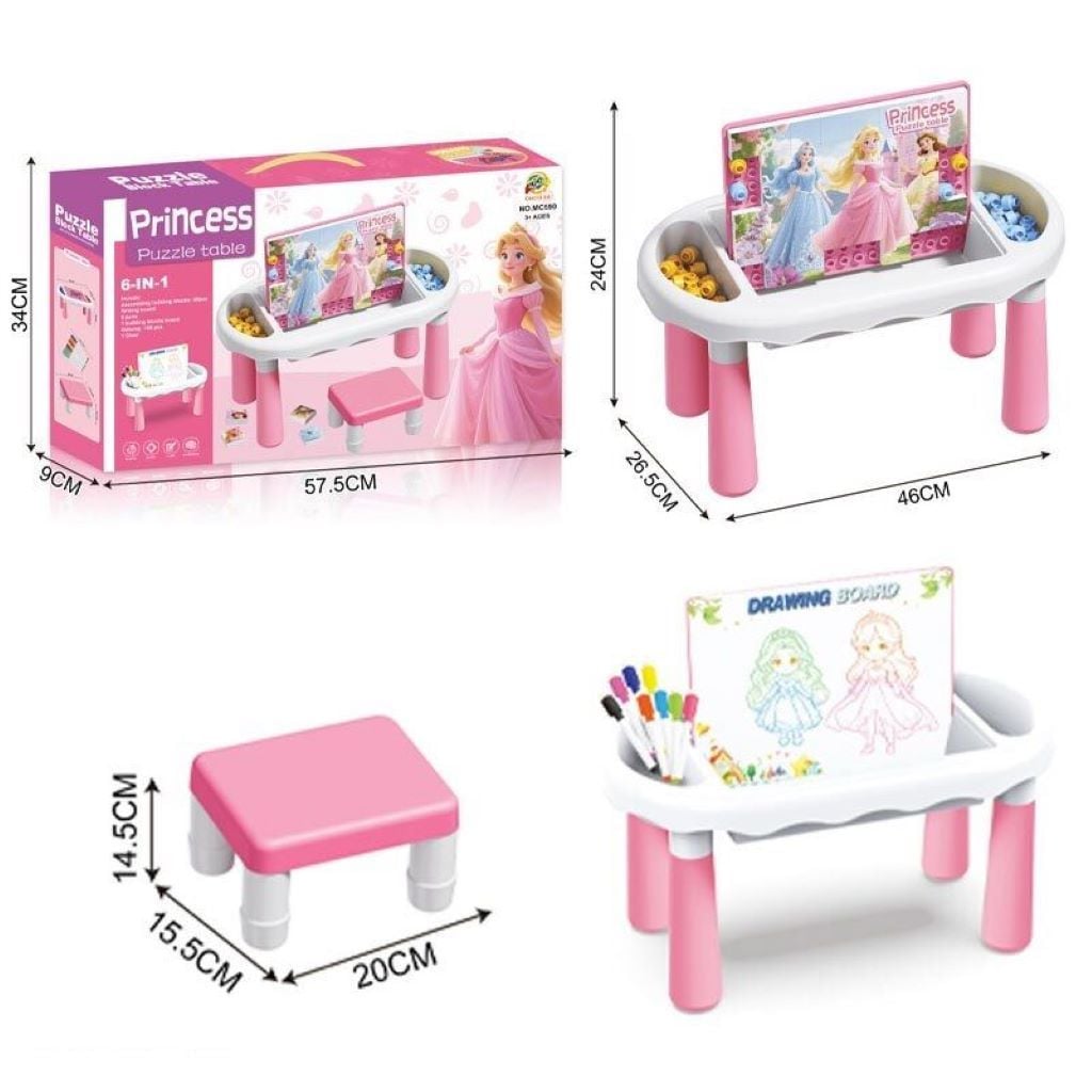 Стіл 46*26*24см 6в1 конструктор стільчик пазли  у коробці 55*34*9см MC590 Китай