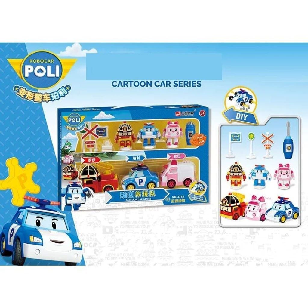 Герої машинки типу Robocar Poli 3 машинки 3 героя викрутка у коробці 3753 Китай