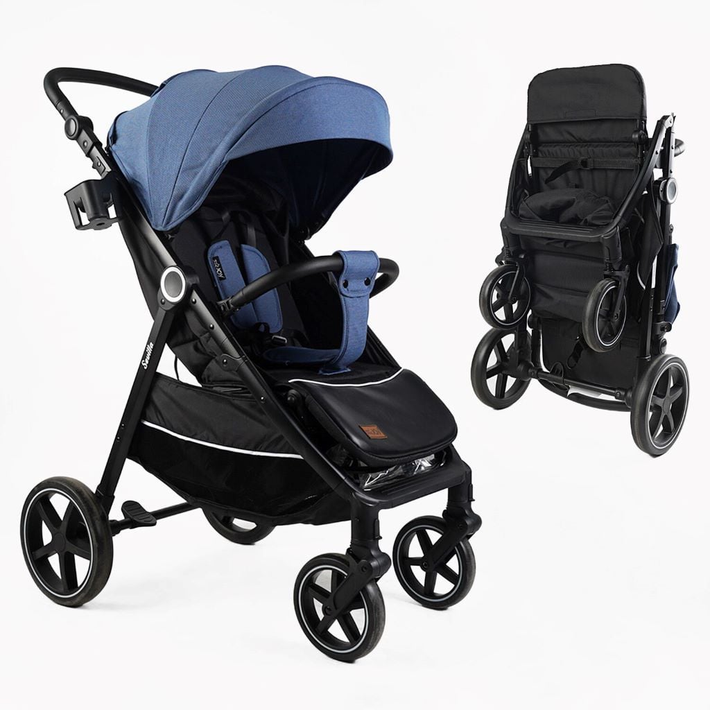 Візочок дитячий прогулянковий Sevillia футкавер рама алюмінієва підсклянник телескопічна ручка сіра S-64600 Joy