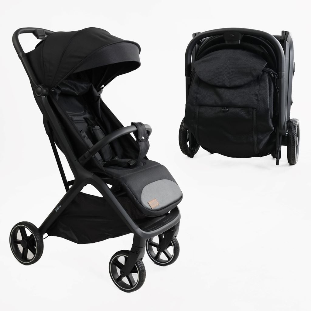 Візочок дитячий прогулянковий Willow футкавер рама  алюмінієва підсклянник телескопічна ручка чорний WL-65144 Joy