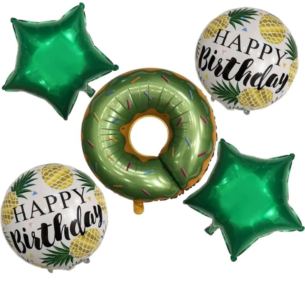 Кульки фольга 5шт в наборі 4шт 18" 1шт 24" напис Birthday зелені 3301-0030 мексика