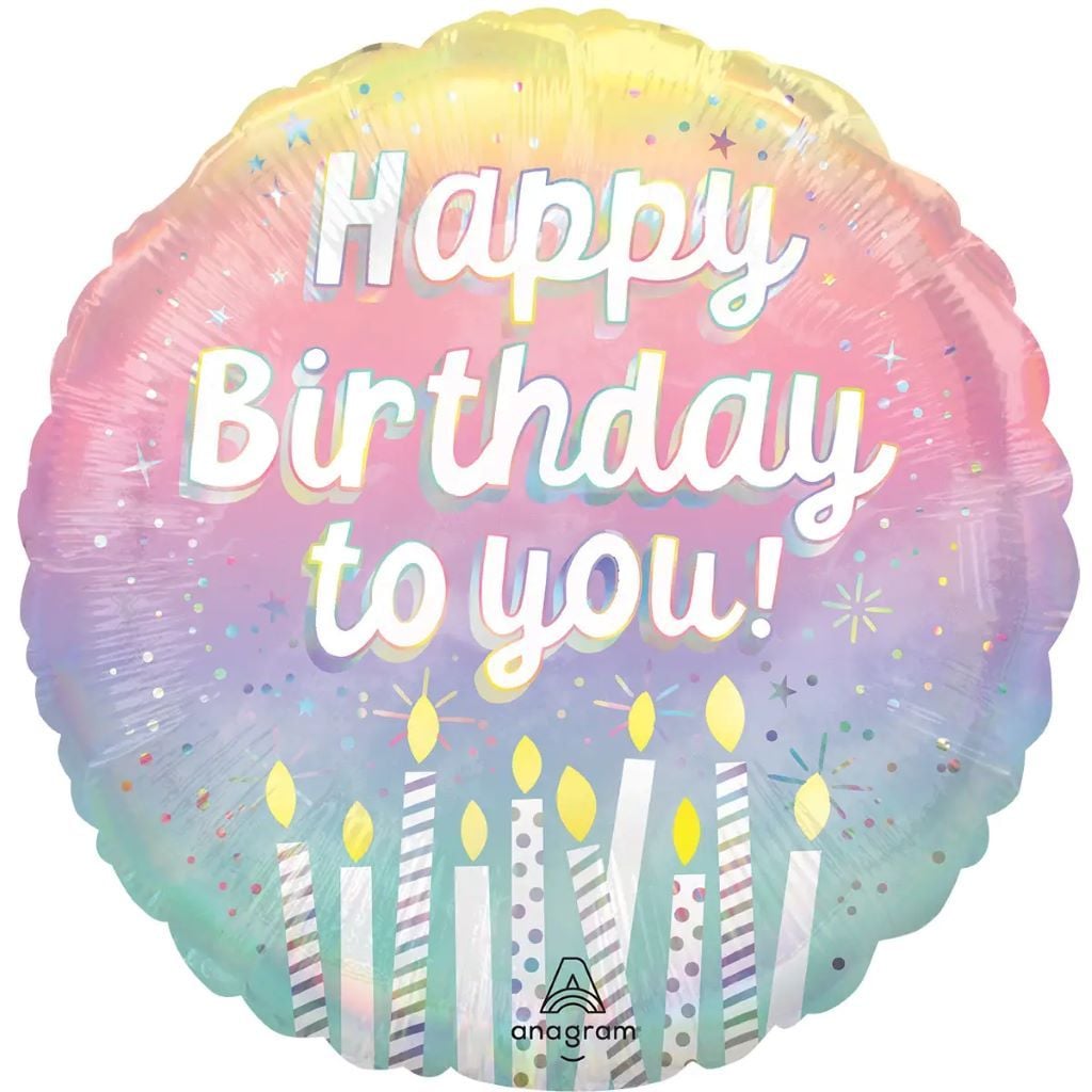 Кулька фольга 18" коло Happy Birthday to you Амбре зі свічками у пакеті 3202-3452-20753 Anagram