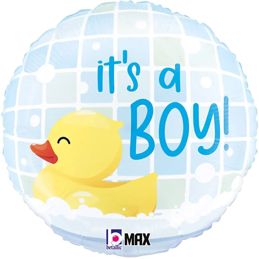 Кулька фольга 18" коло It`s a Boy з качечкою блакитний  в пакеті 3202-3437-19320 Італія