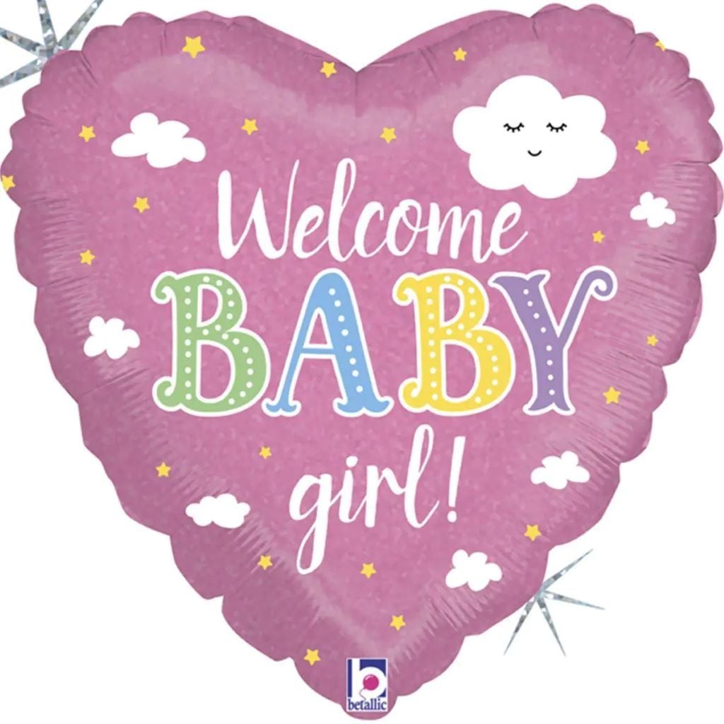 Кулька фольга 18" серце Welcome Baby girl рожеве в пакеті 3202-1113-01617 Італія