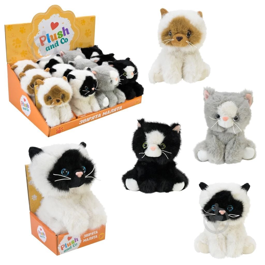 М'яка іграшка Котики 12см у коробці мікс видів і кольорів PLC25016 Plush and Co