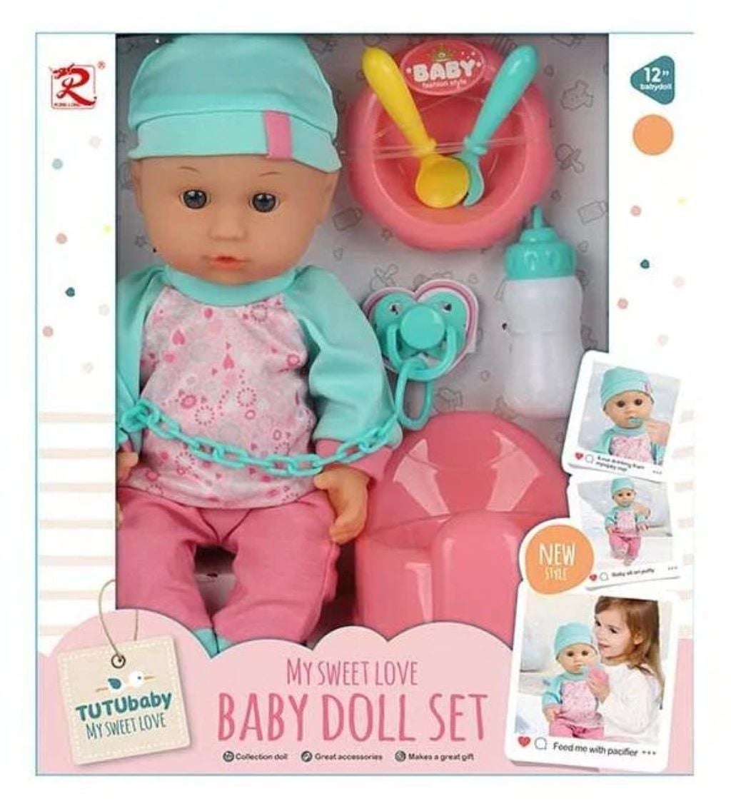 Пупс Baby Doll Set 30см функціональний вініл аксесуари у коробці 30*25*13cм 6520 Rong Long